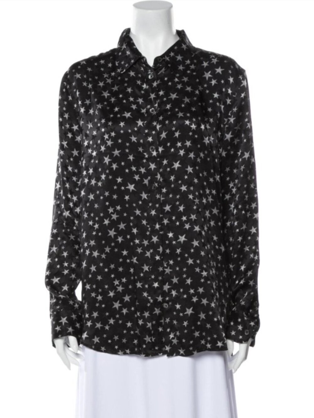 Equipment Silk Button Up Shirt with Black and Silver Stars